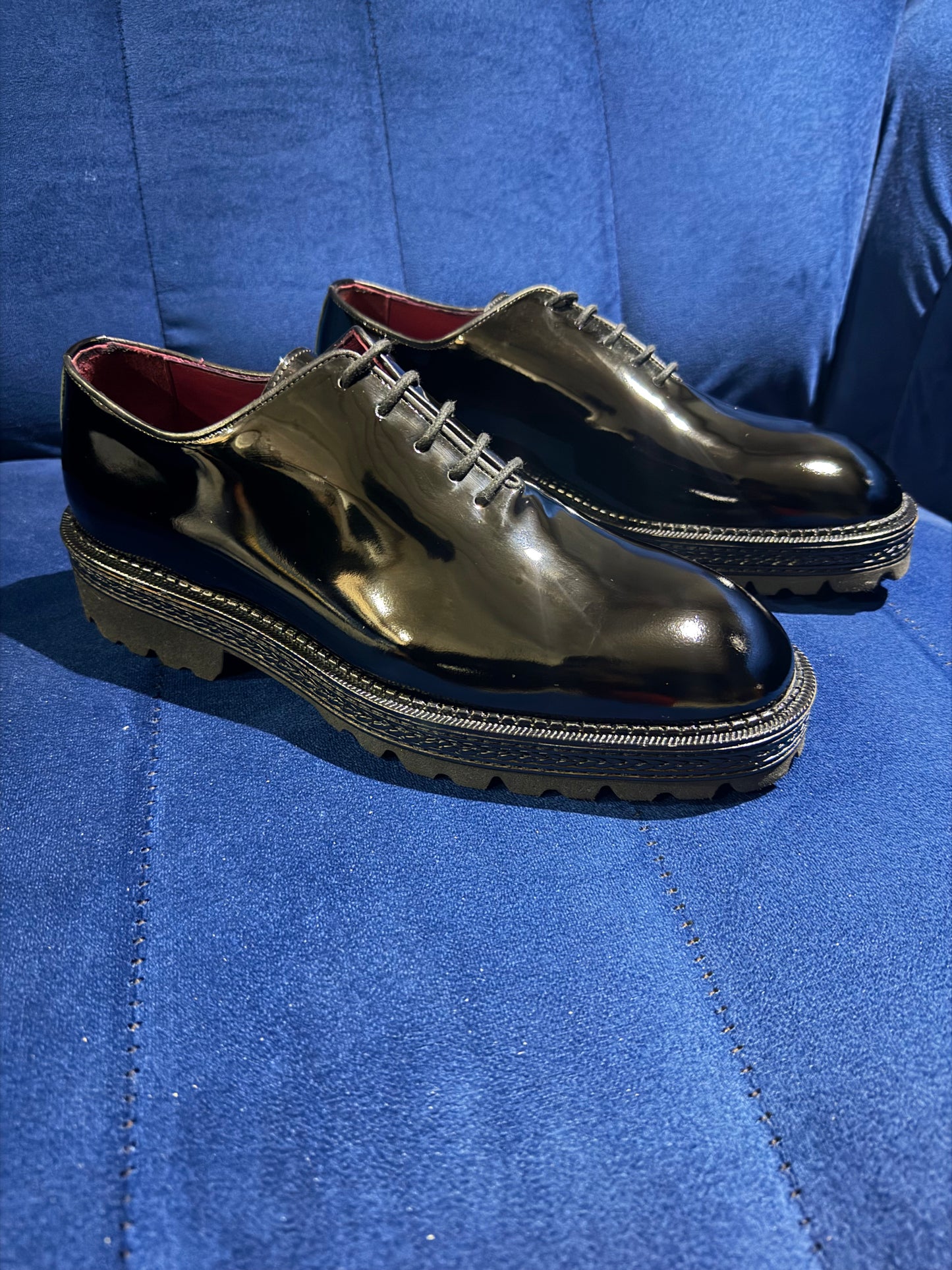 Black Patent Leather
Platform Dress Shoes -Self-shine