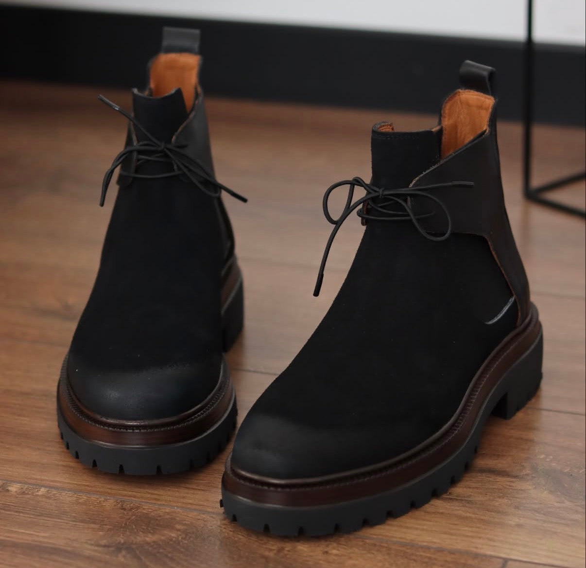 Black Suede Chelsea
Boots with Lug Sole