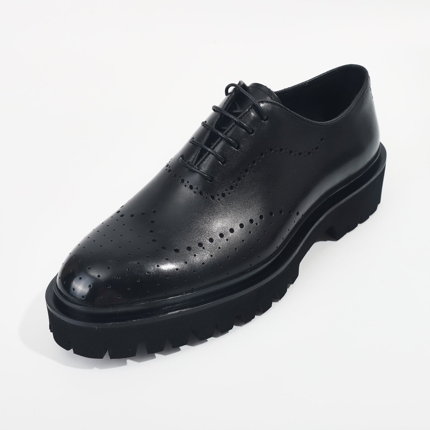 CM Exclusives Black Leather Platform Brogue Oxford — Triple Black