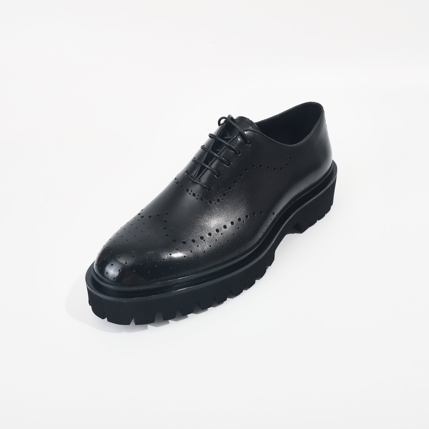 CM Exclusives Black Leather Platform Brogue Oxford — Triple Black
