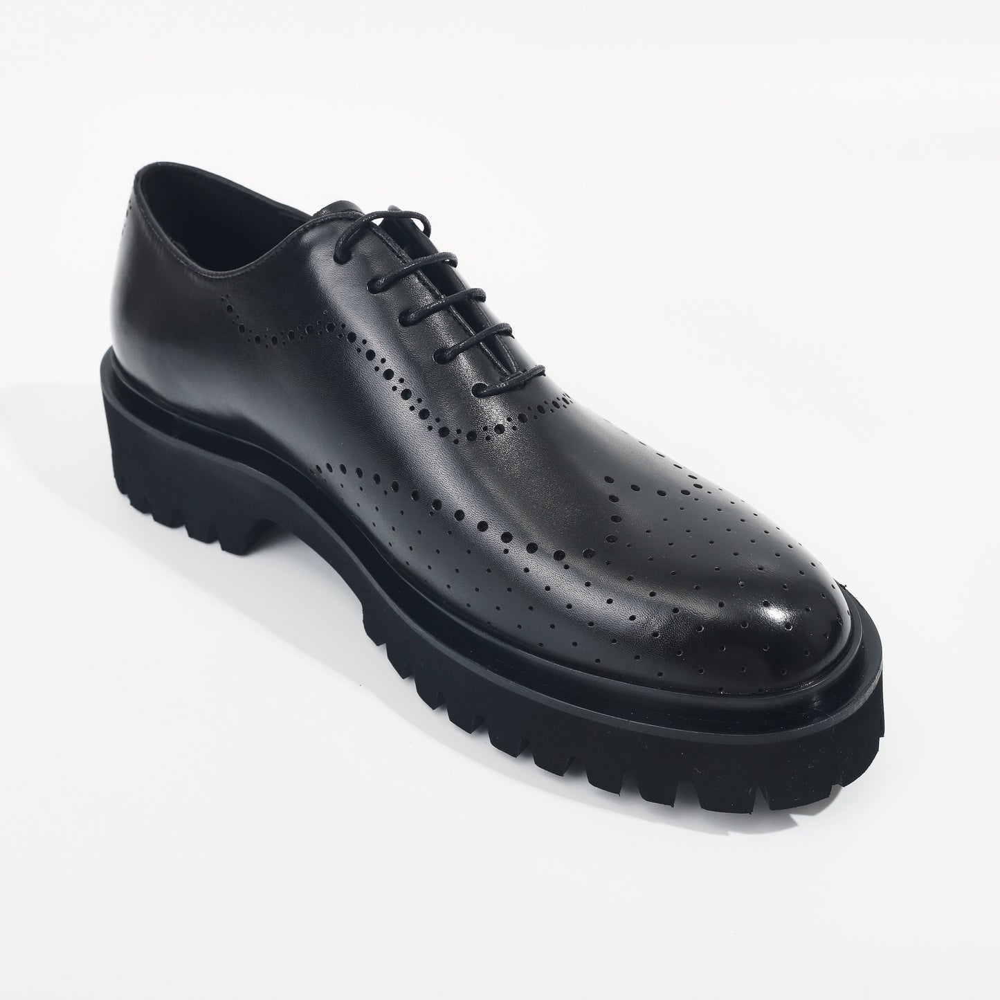 CM Exclusives Black Leather Platform Brogue Oxford — Triple Black