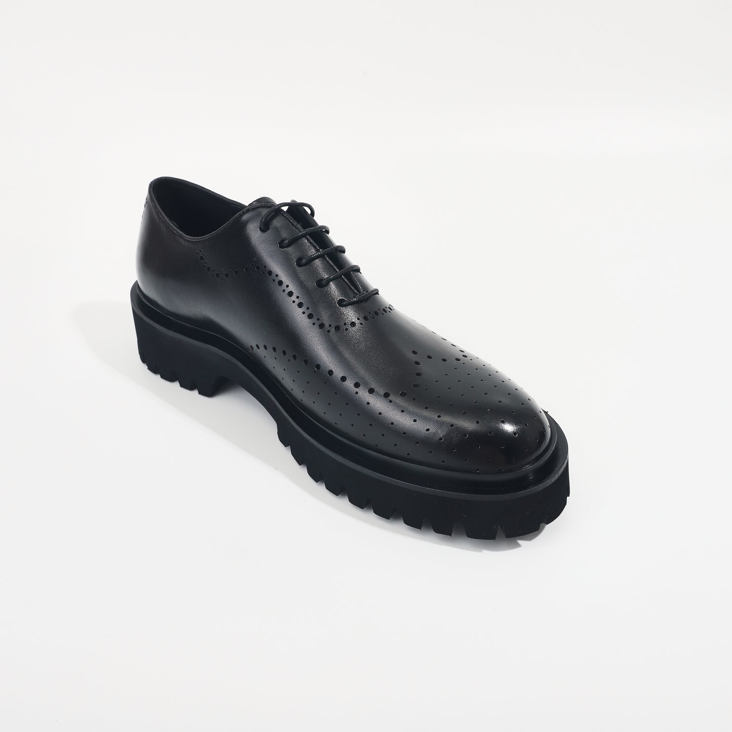 CM Exclusives Black Leather Platform Brogue Oxford — Triple Black