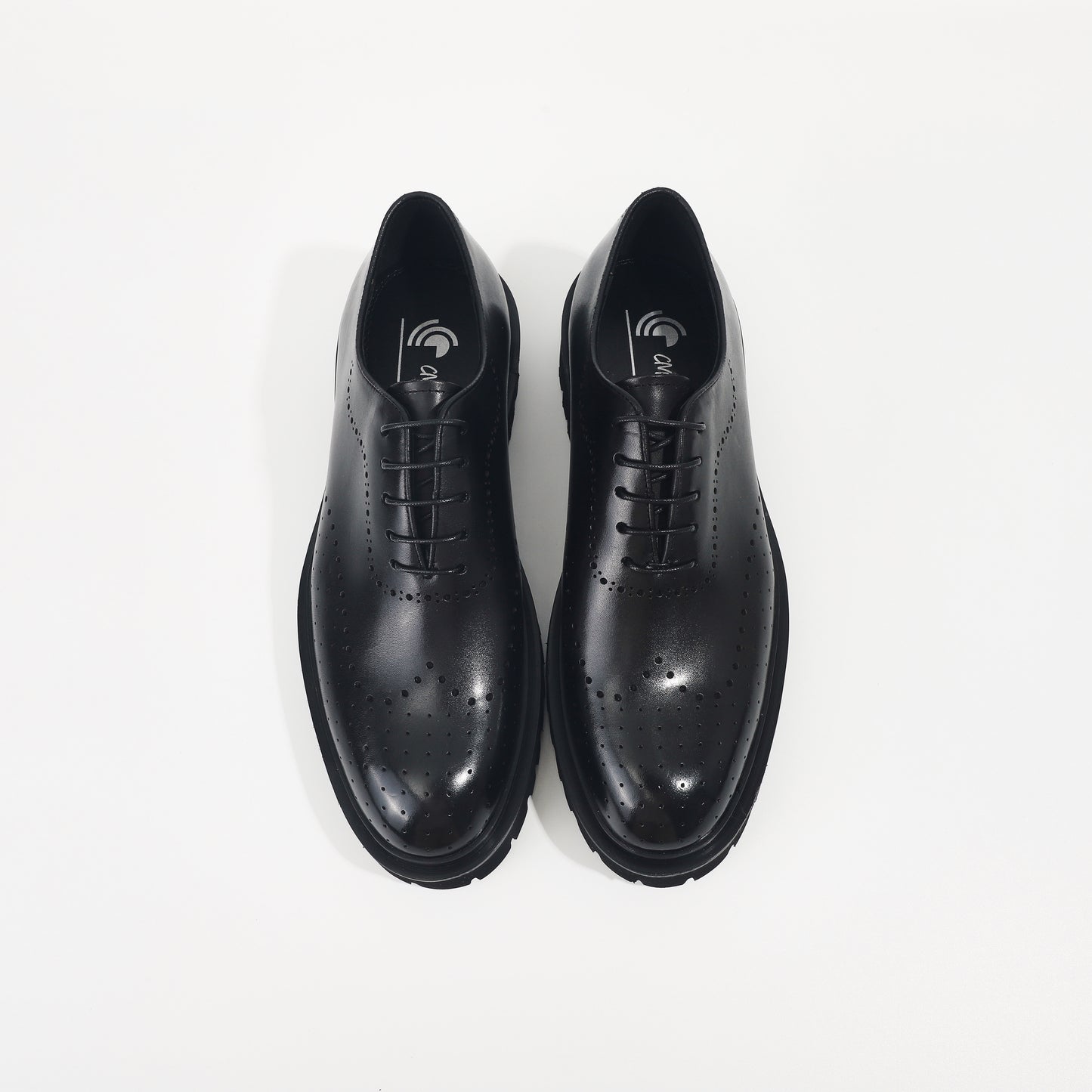 CM Exclusives Black Leather Platform Brogue Oxford — Triple Black
