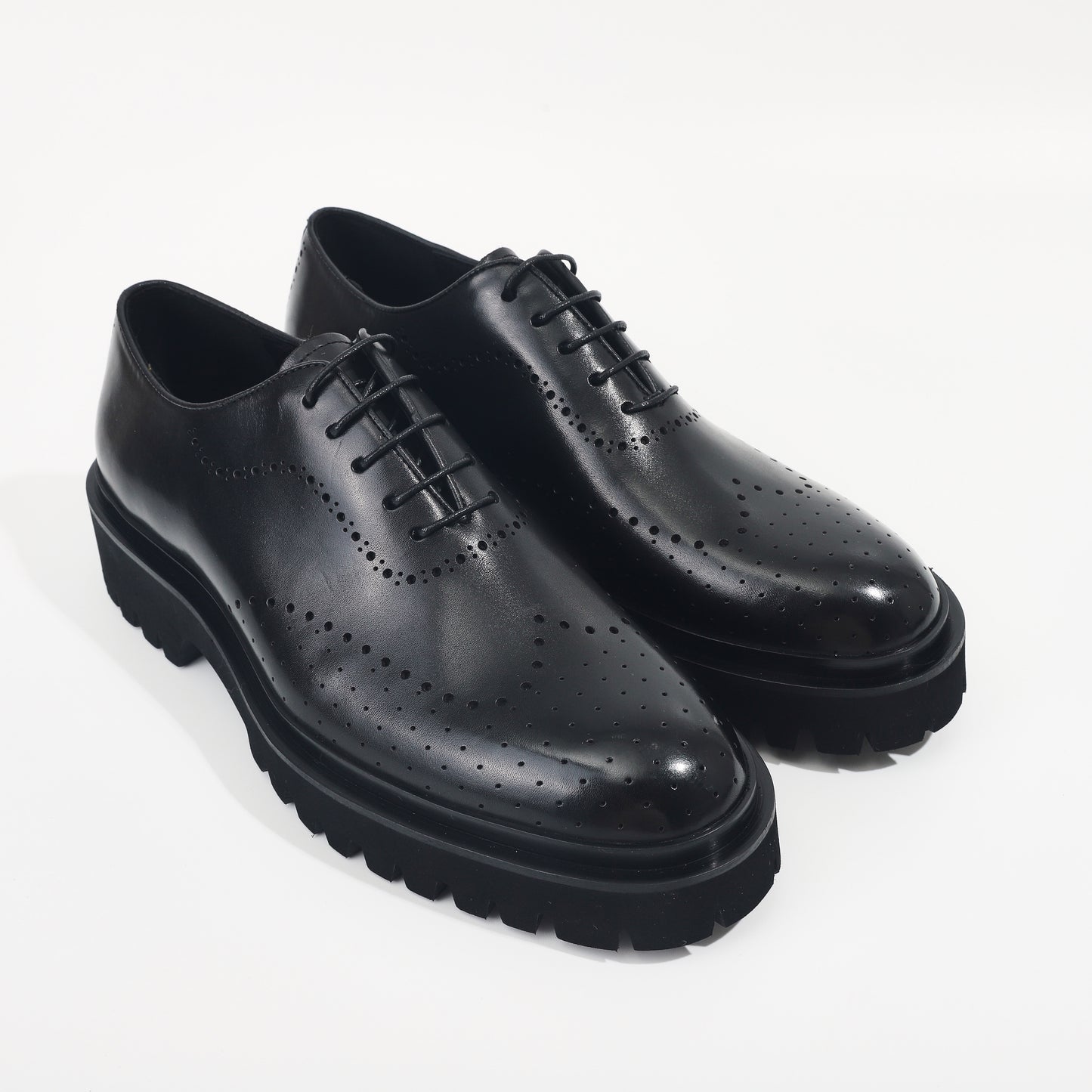 CM Exclusives Black Leather Platform Brogue Oxford — Triple Black