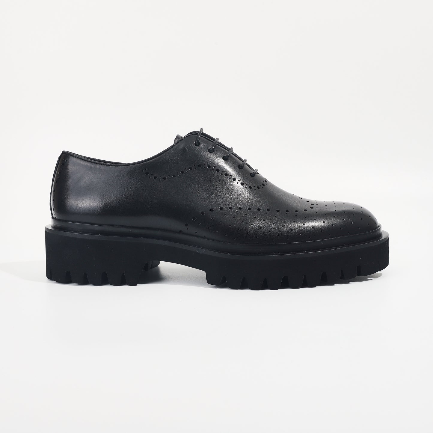 CM Exclusives Black Leather Platform Brogue Oxford — Triple Black
