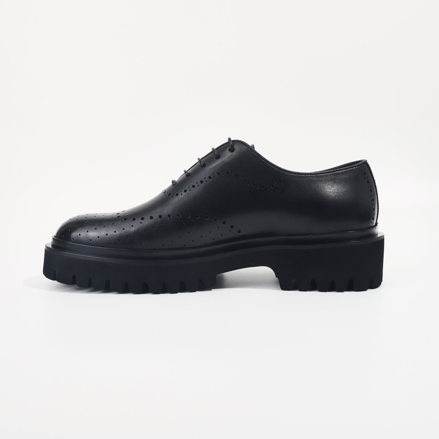 CM Exclusives Black Leather Platform Brogue Oxford — Triple Black