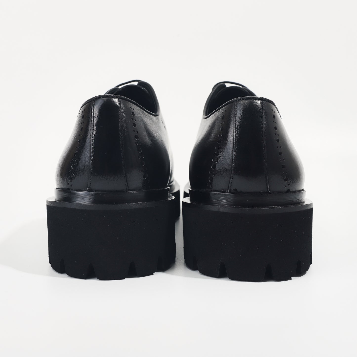 CM Exclusives Black Leather Platform Brogue Oxford — Triple Black