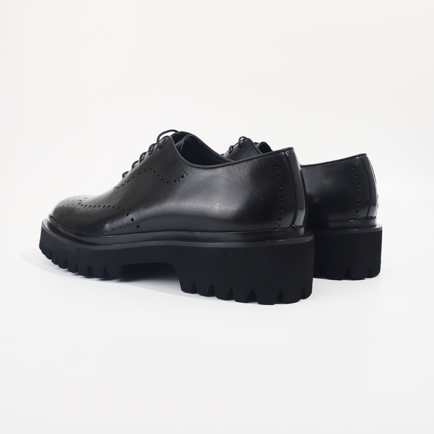 CM Exclusives Black Leather Platform Brogue Oxford — Triple Black