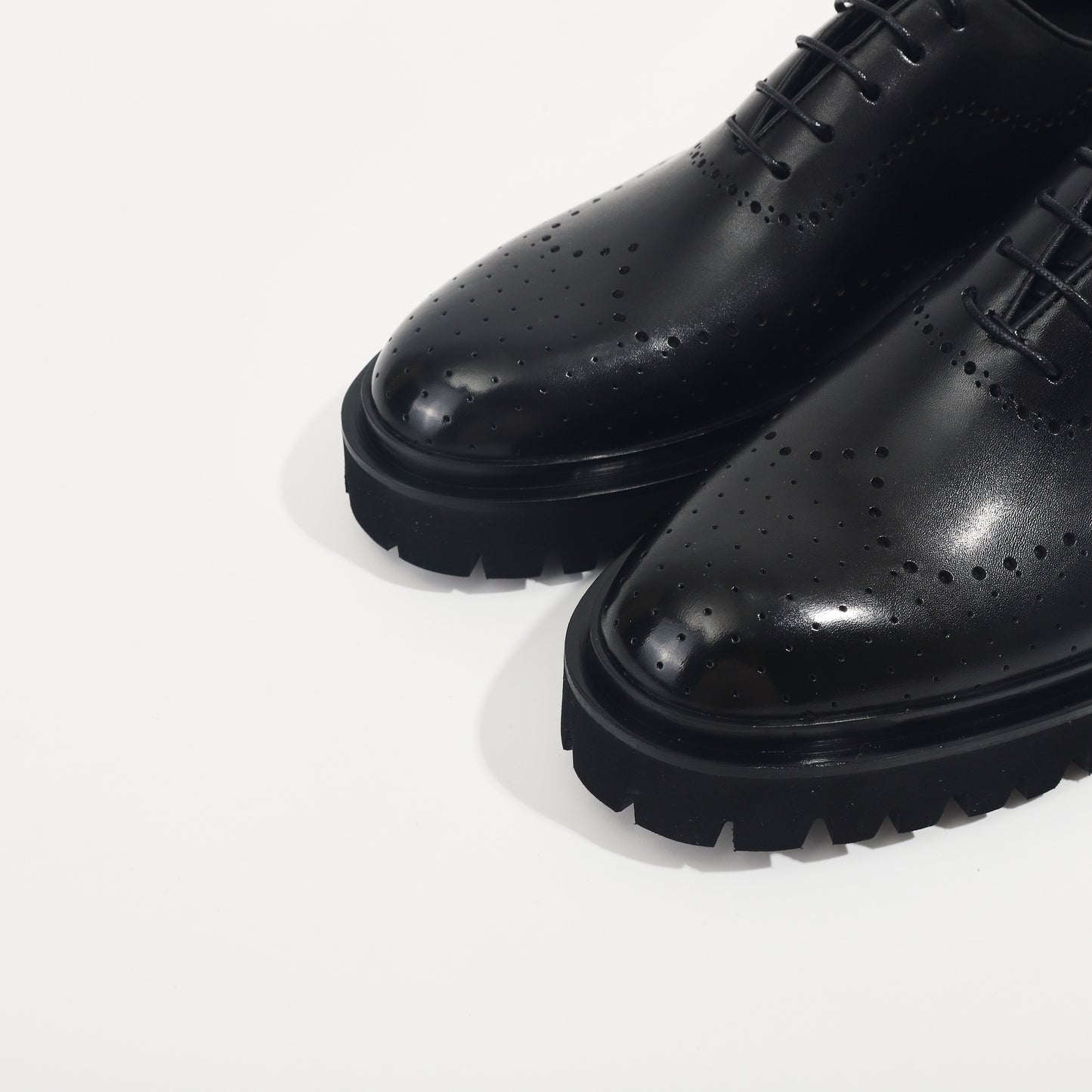 CM Exclusives Black Leather Platform Brogue Oxford — Triple Black
