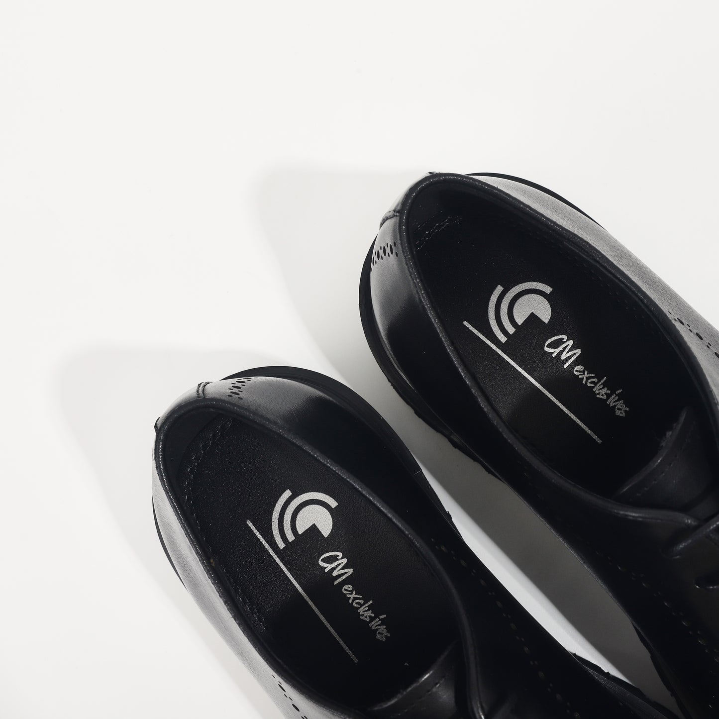 CM Exclusives Black Leather Platform Brogue Oxford — Triple Black
