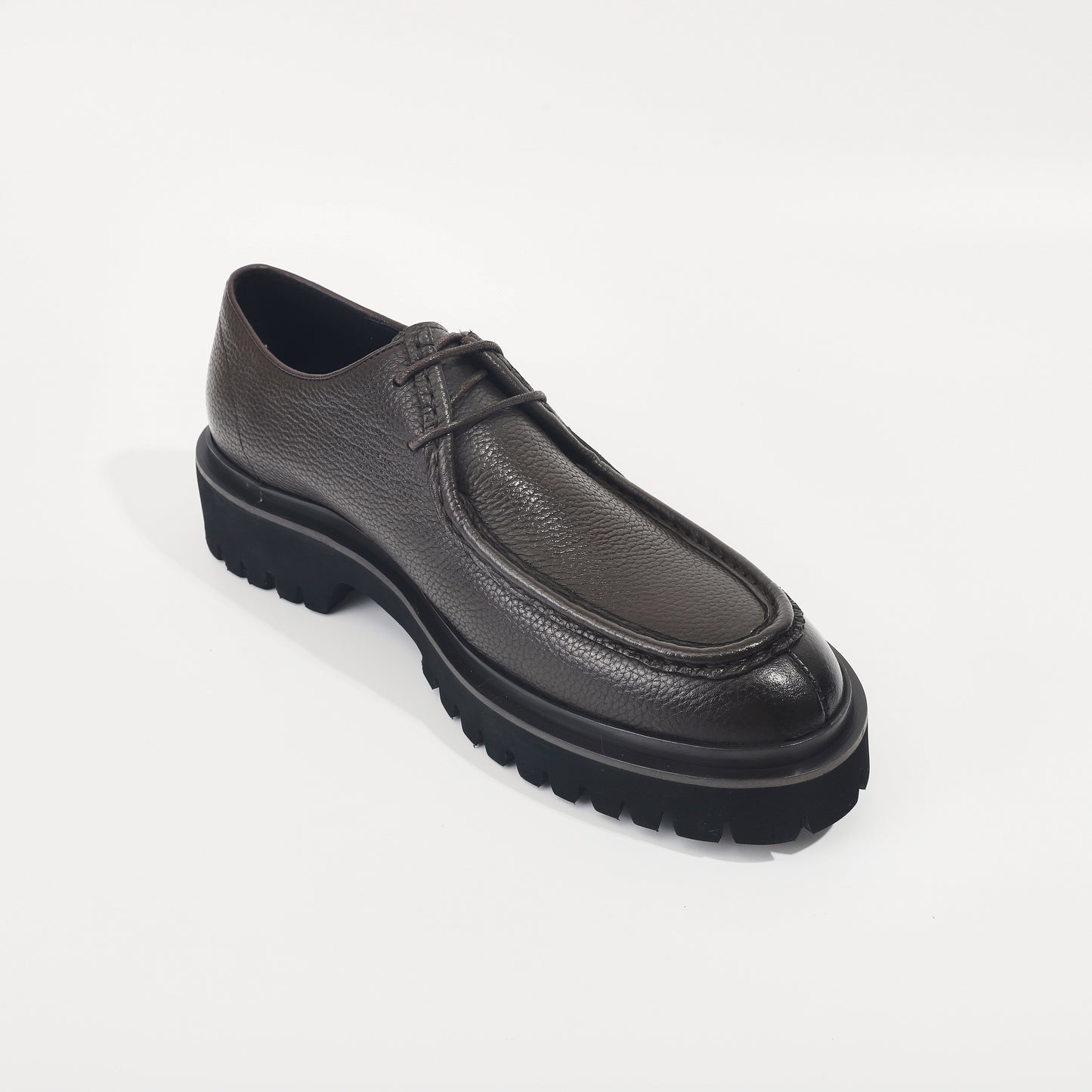 CM Exclusives Pebbled Leather Platform Derby — Dark Brown