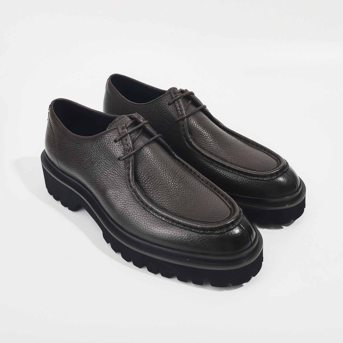 CM Exclusives Pebbled Leather Platform Derby — Dark Brown