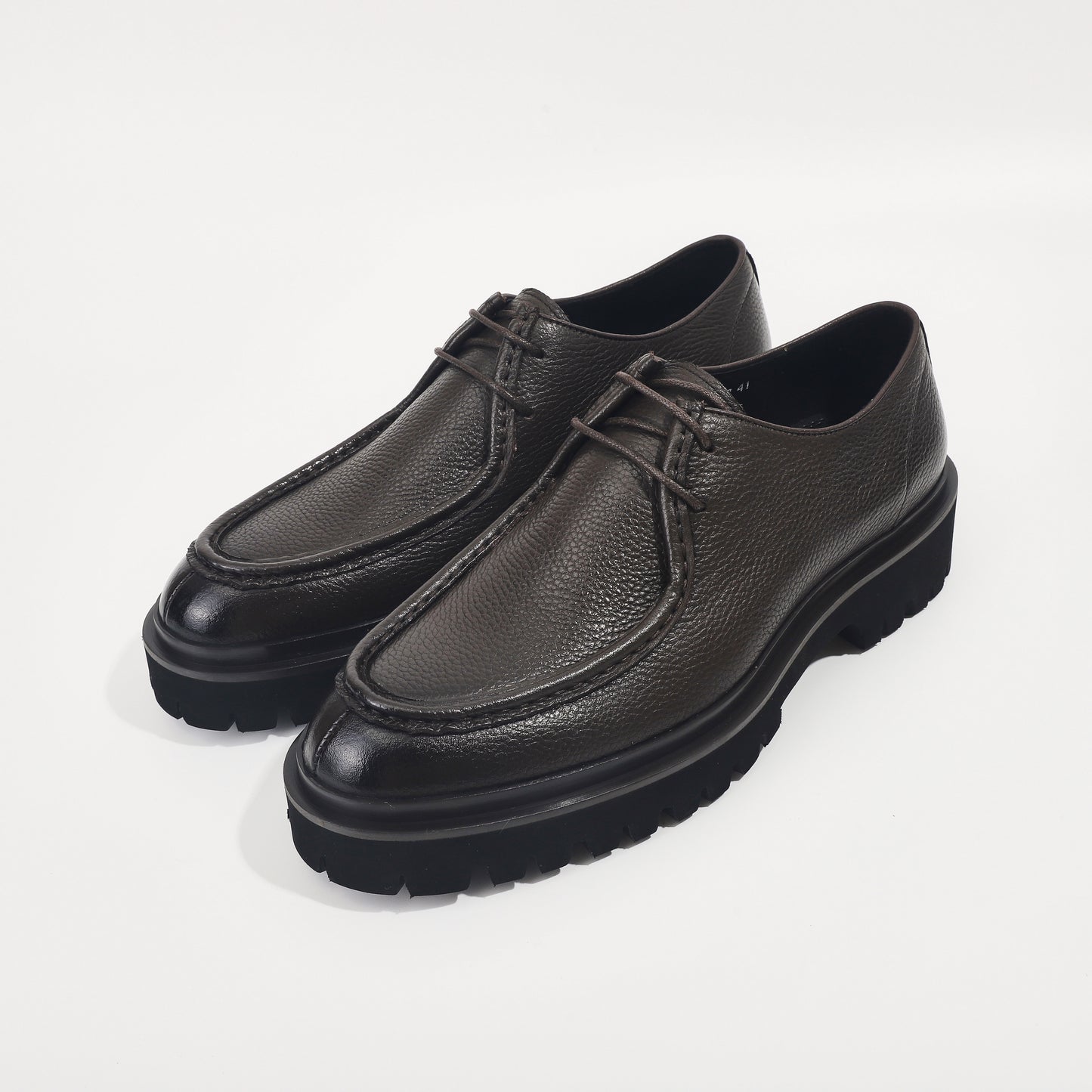 CM Exclusives Pebbled Leather Platform Derby — Dark Brown