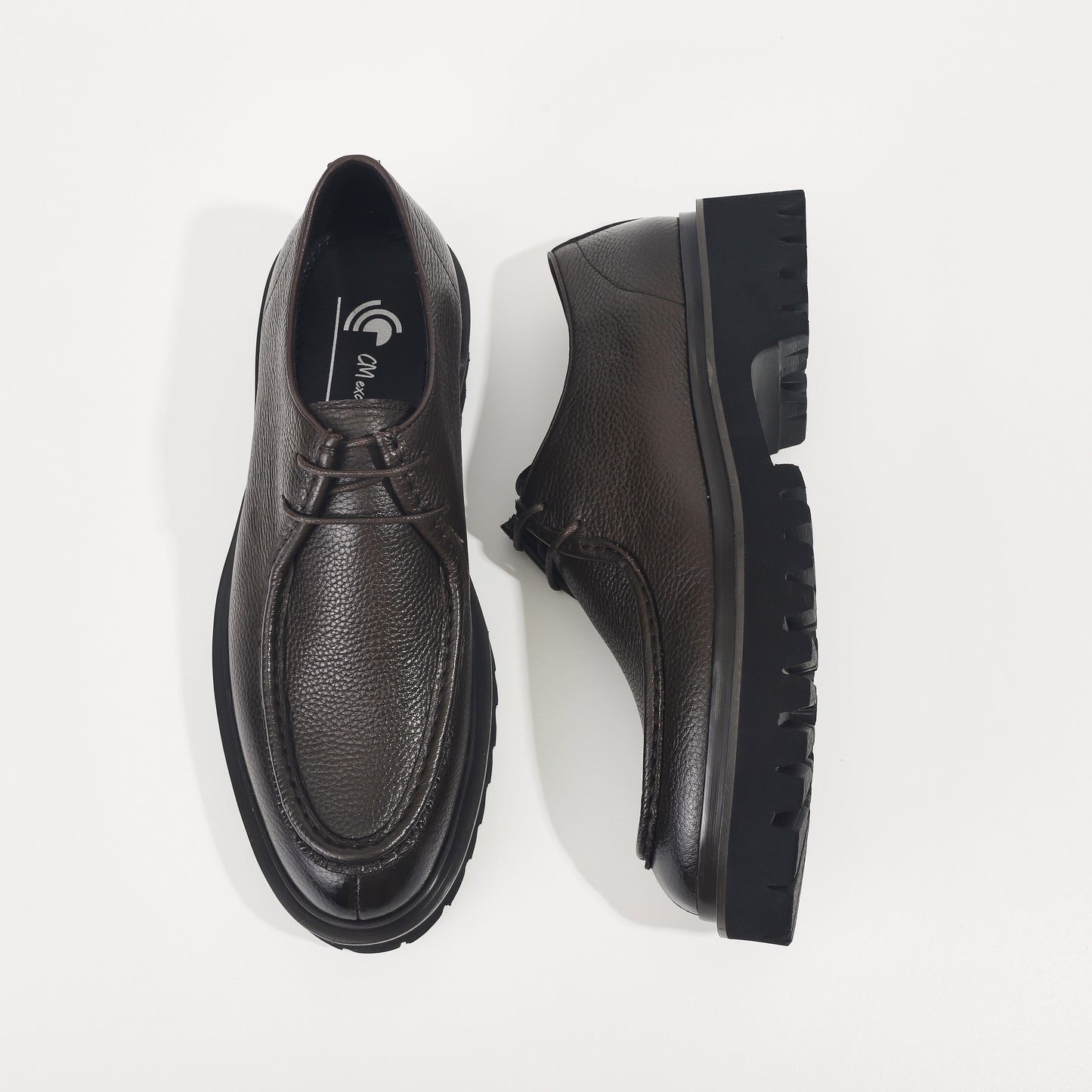 CM Exclusives Pebbled Leather Platform Derby — Dark Brown