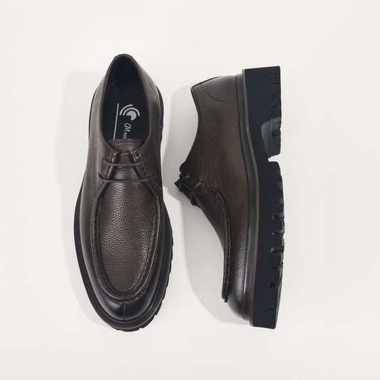 CM Exclusives Pebbled Leather Platform Derby — Dark Brown