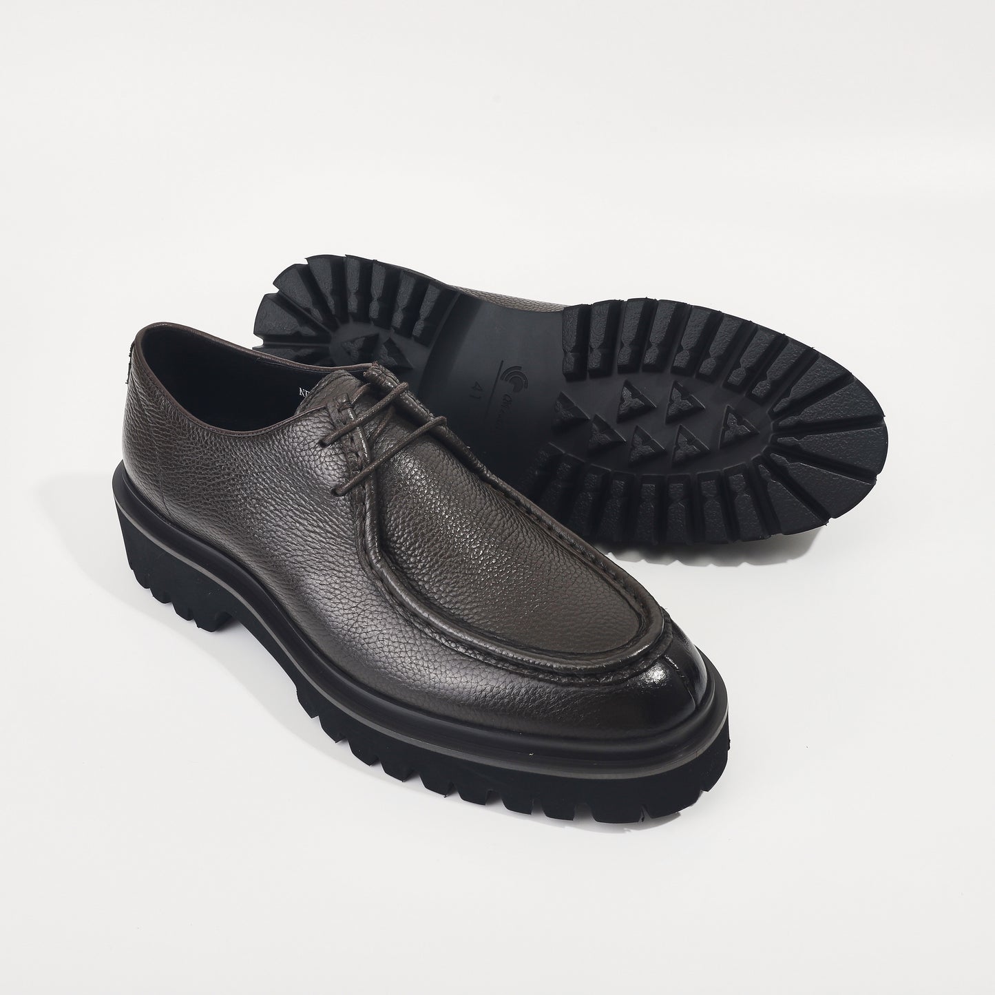 CM Exclusives Pebbled Leather Platform Derby — Dark Brown