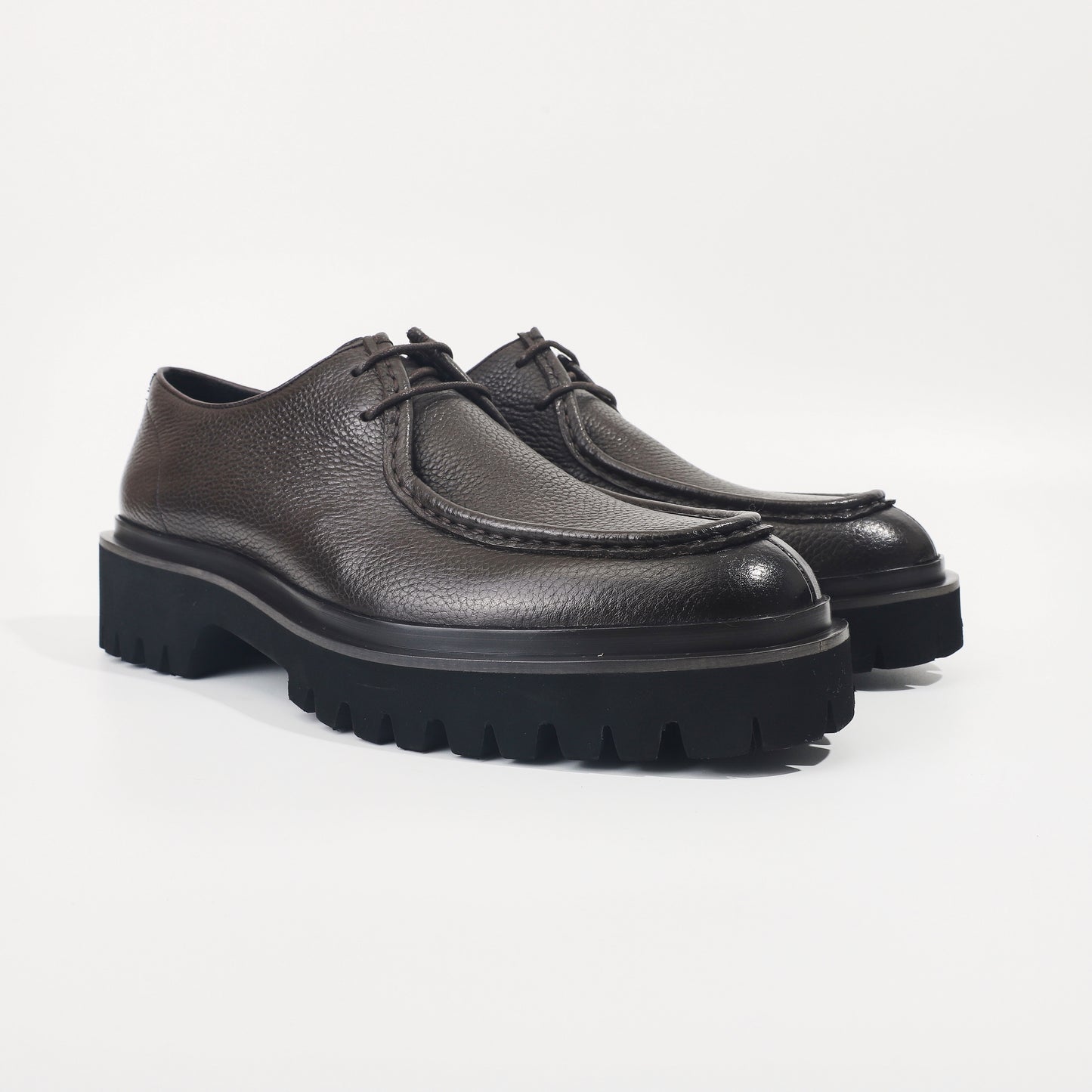 CM Exclusives Pebbled Leather Platform Derby — Dark Brown