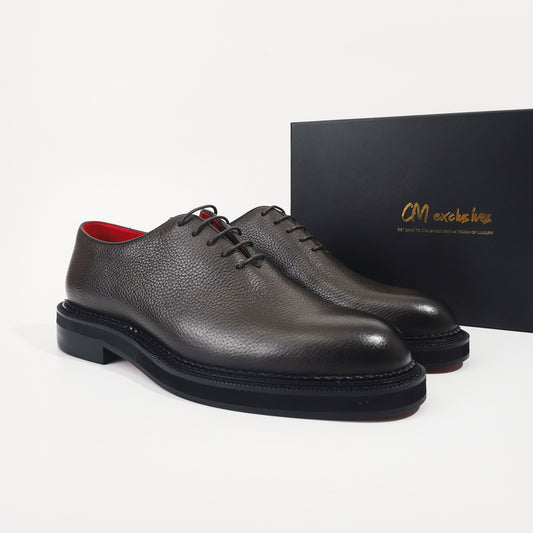 CM Exclusives Pebbled Dark Brown Leather Wholecut Oxford