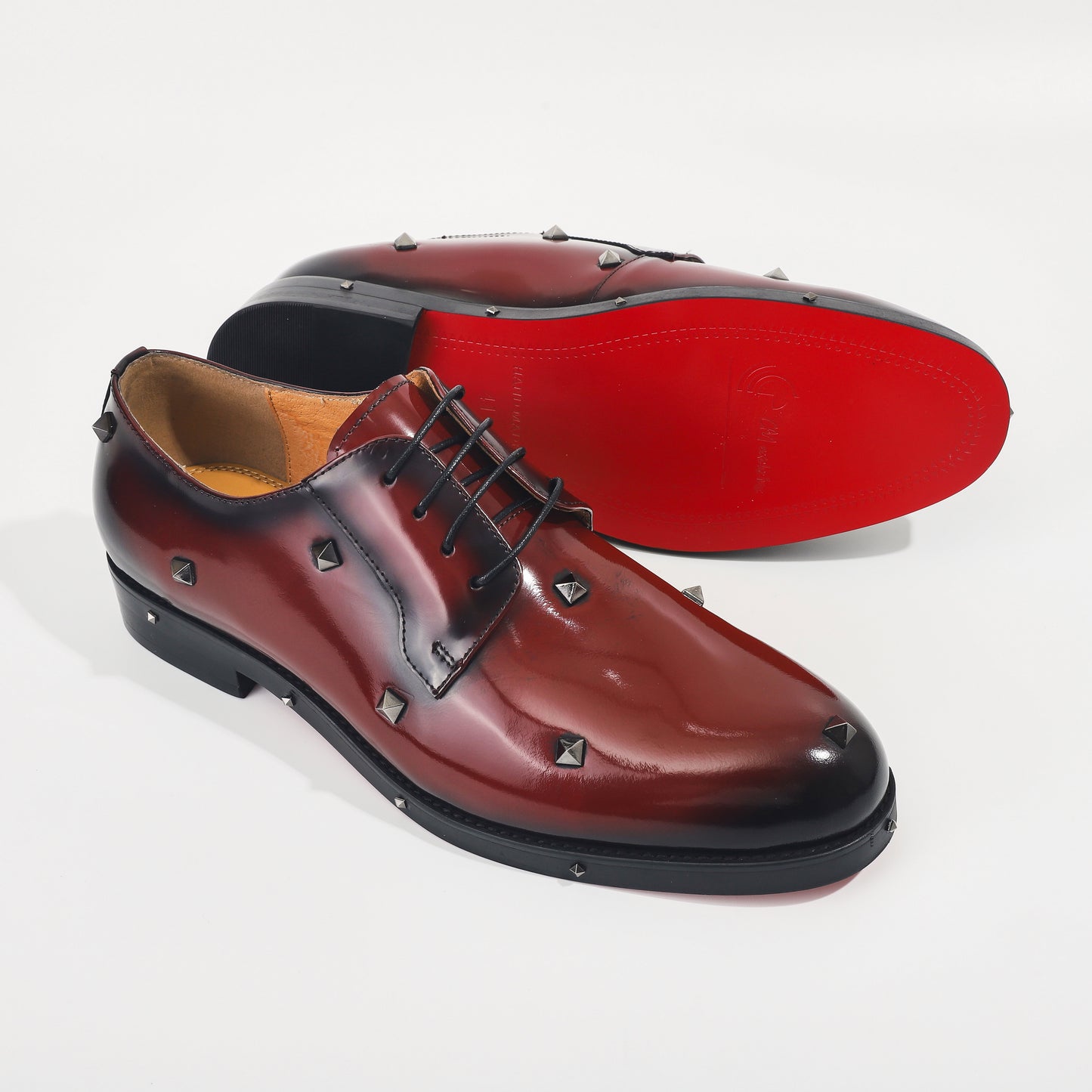 CM Exclusives Studded Derby Oxford — Burgundy
