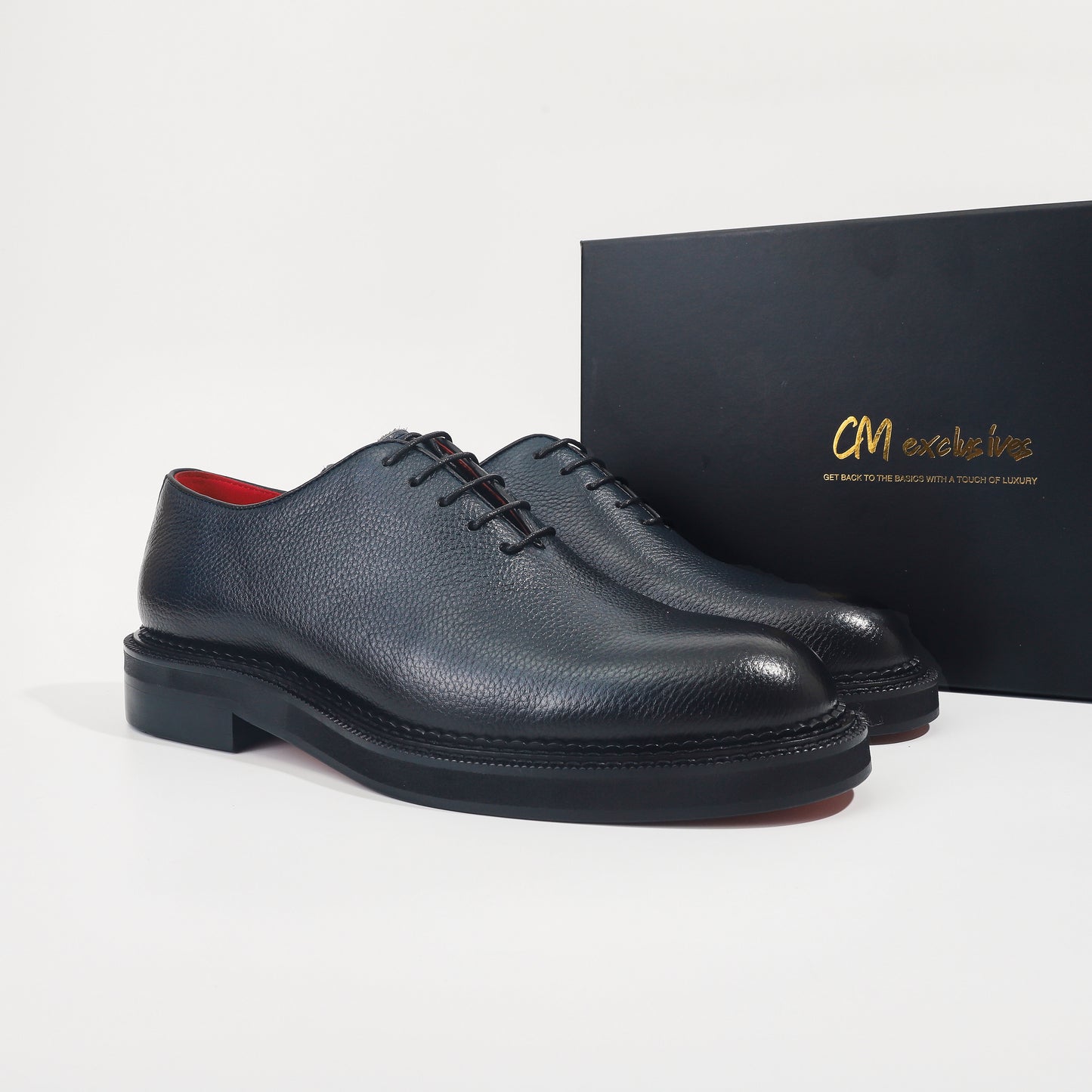 CM Exclusives Pebbled Navy Leather Wholecut Oxford