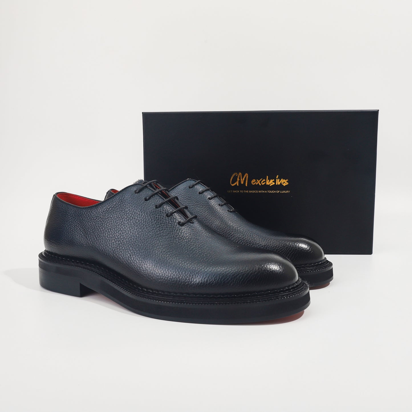 CM Exclusives Pebbled Navy Leather Wholecut Oxford