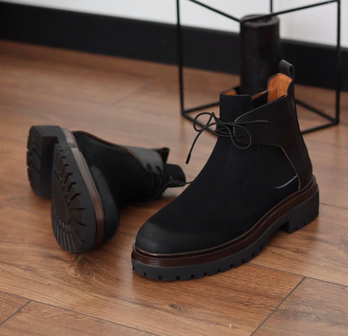 Black Suede Chelsea
Boots with Lug Sole