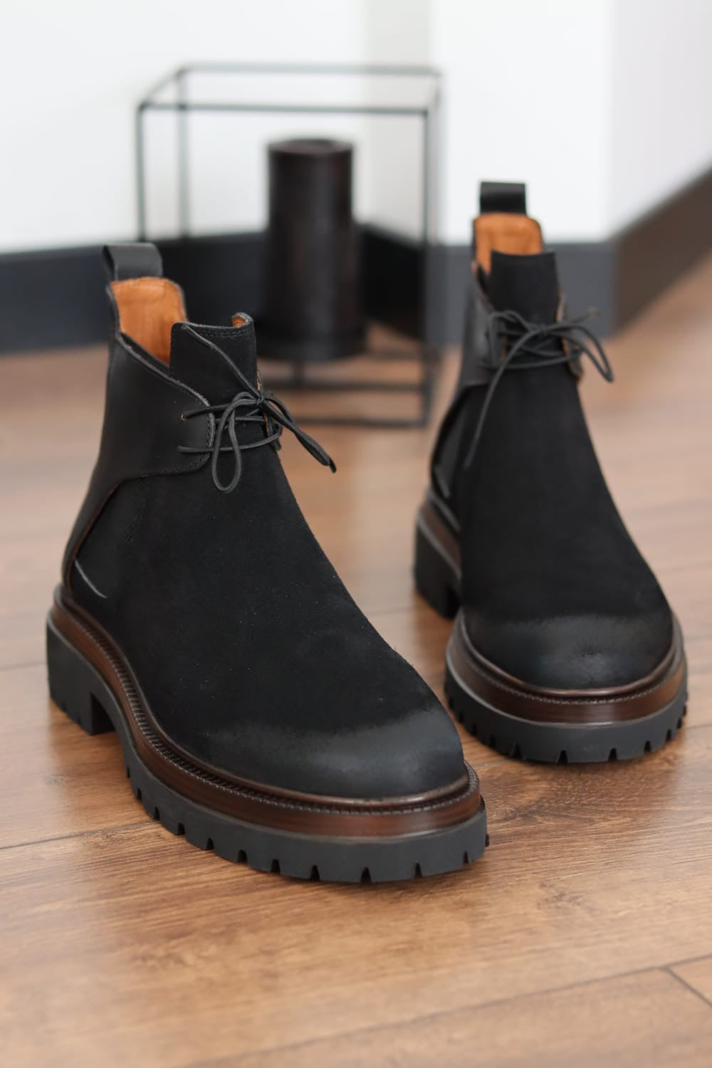 Black Suede Chelsea
Boots with Lug Sole