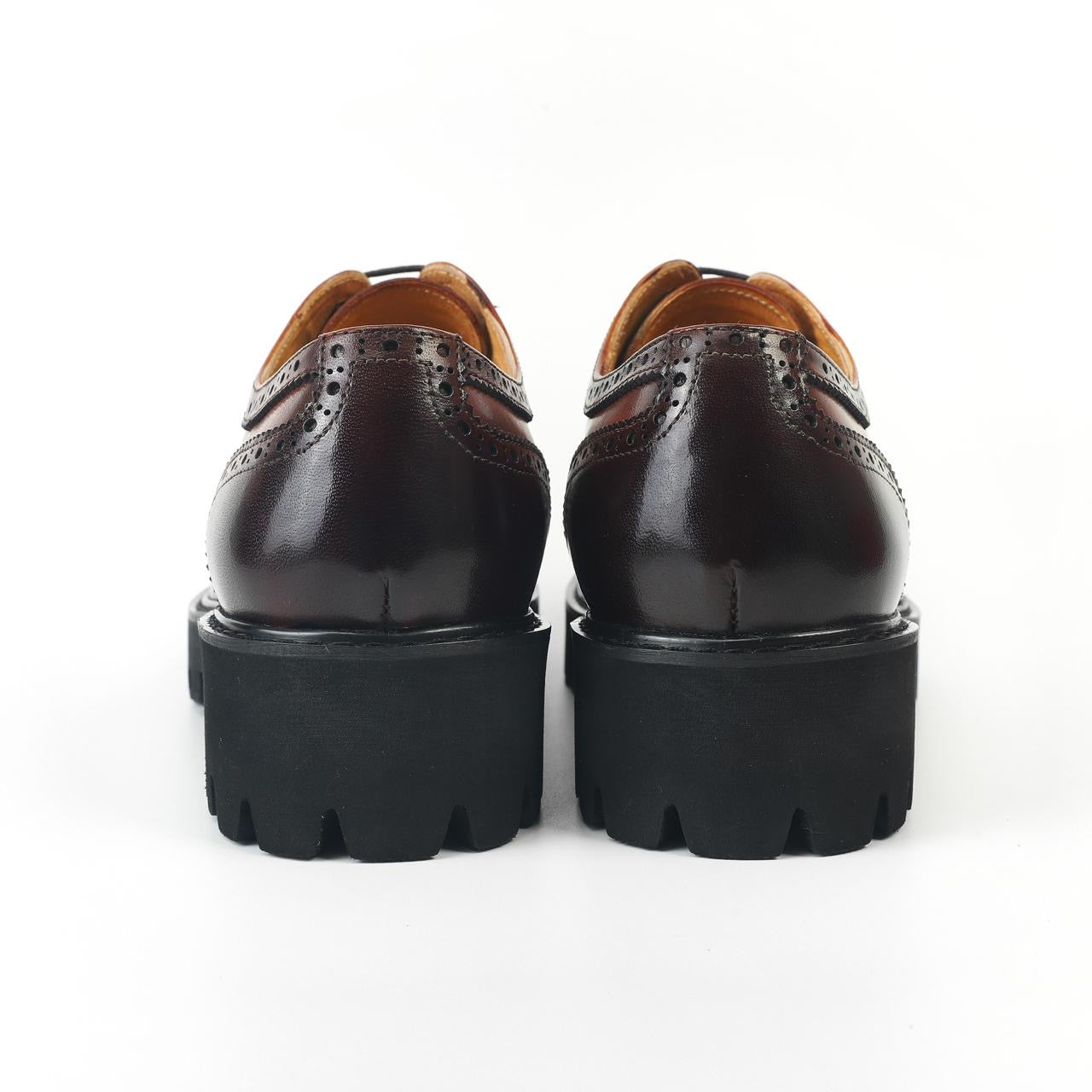 Atlas Burnt Wingtip Brogue Oxfords - Brown high sole