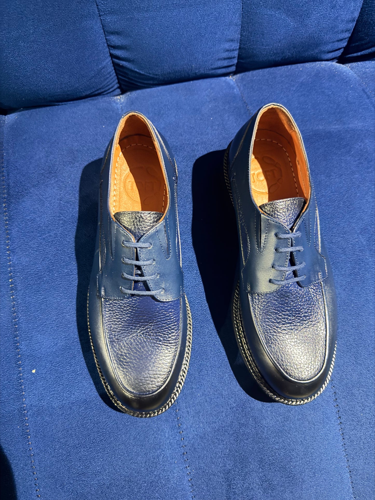 Navy Blue Split-Toe
Platform Derby Shoes