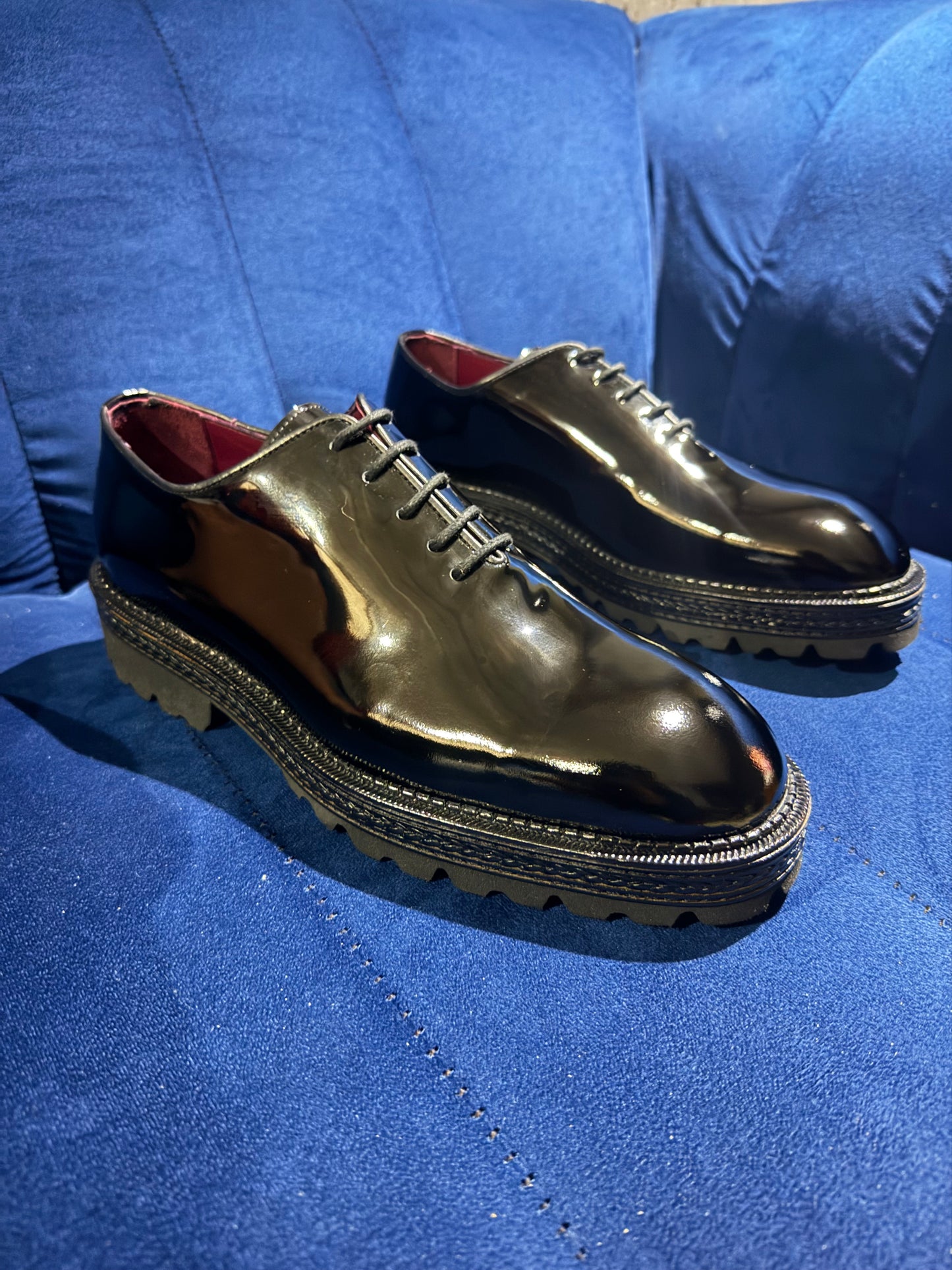 Black Patent Leather
Platform Dress Shoes -Self-shine