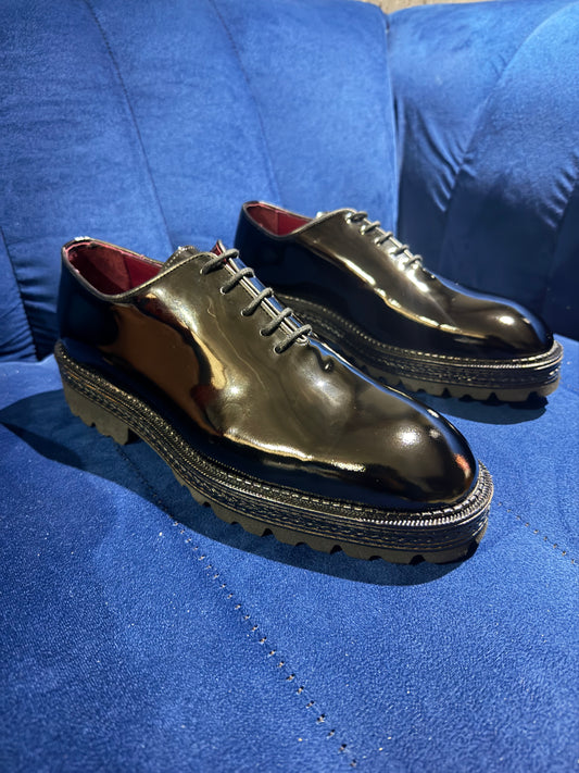 Black Patent Leather
Platform Dress Shoes -Self-shine