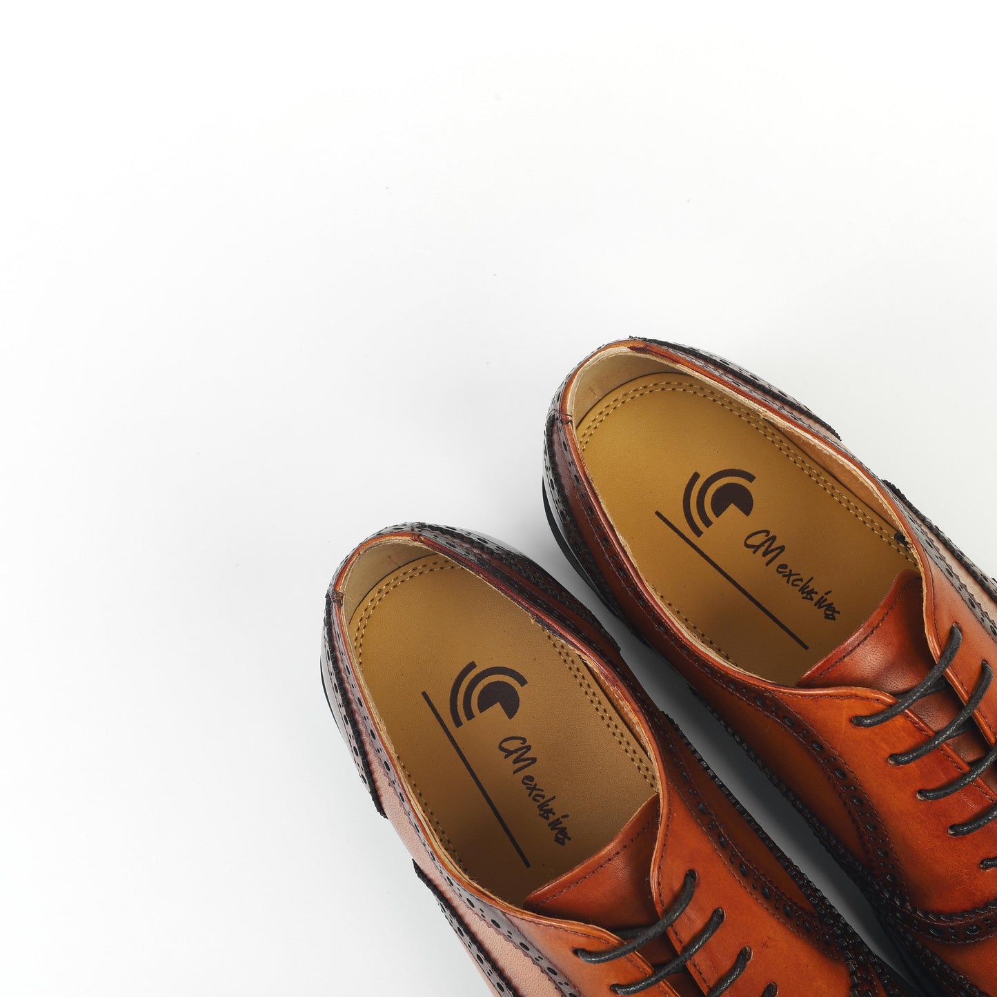 Atlas Burnt Wingtip Brogue Oxfords - Brown high sole