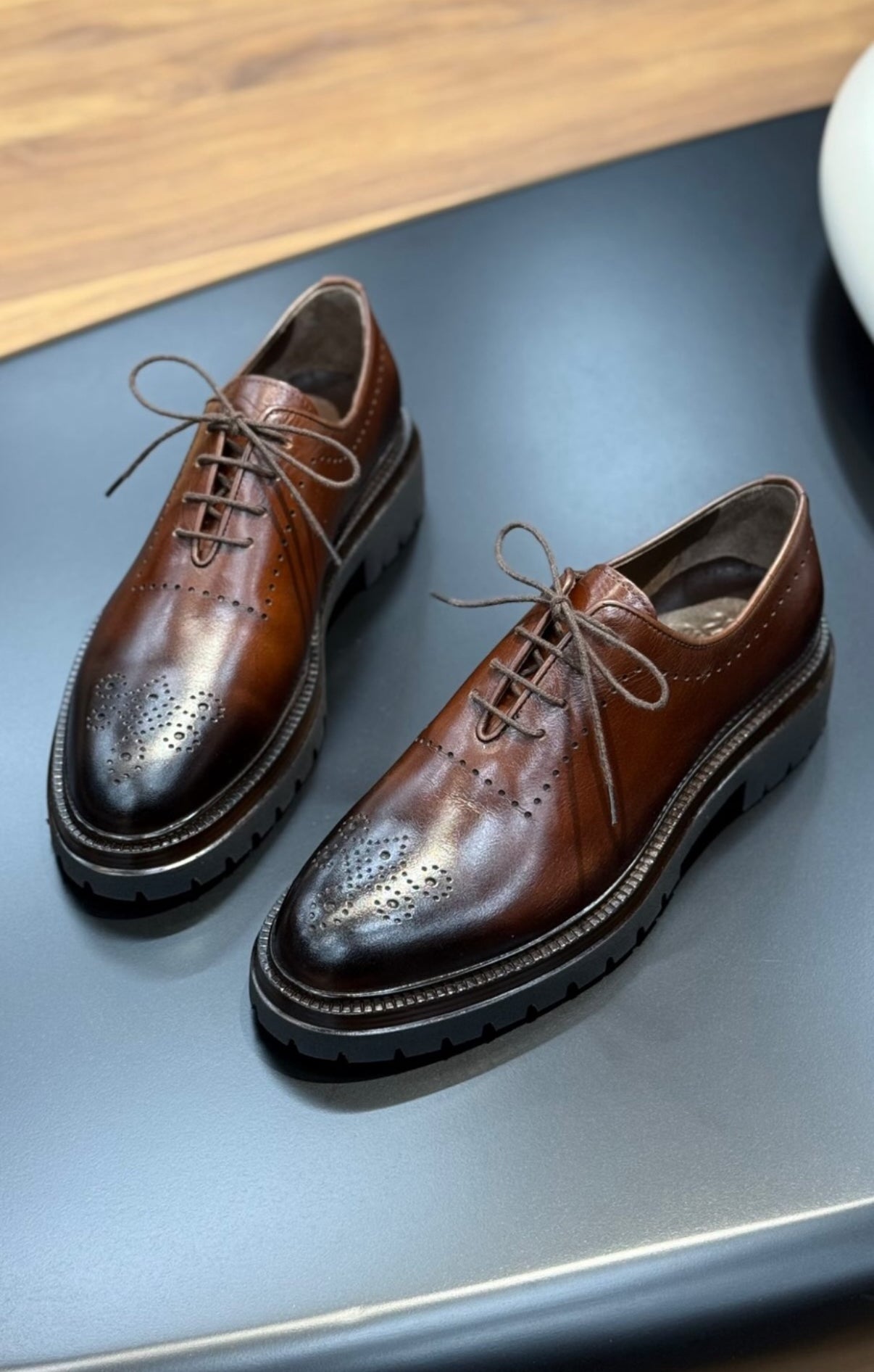 Leather Brogue
Derby Dress Shoes with High Lug Sole