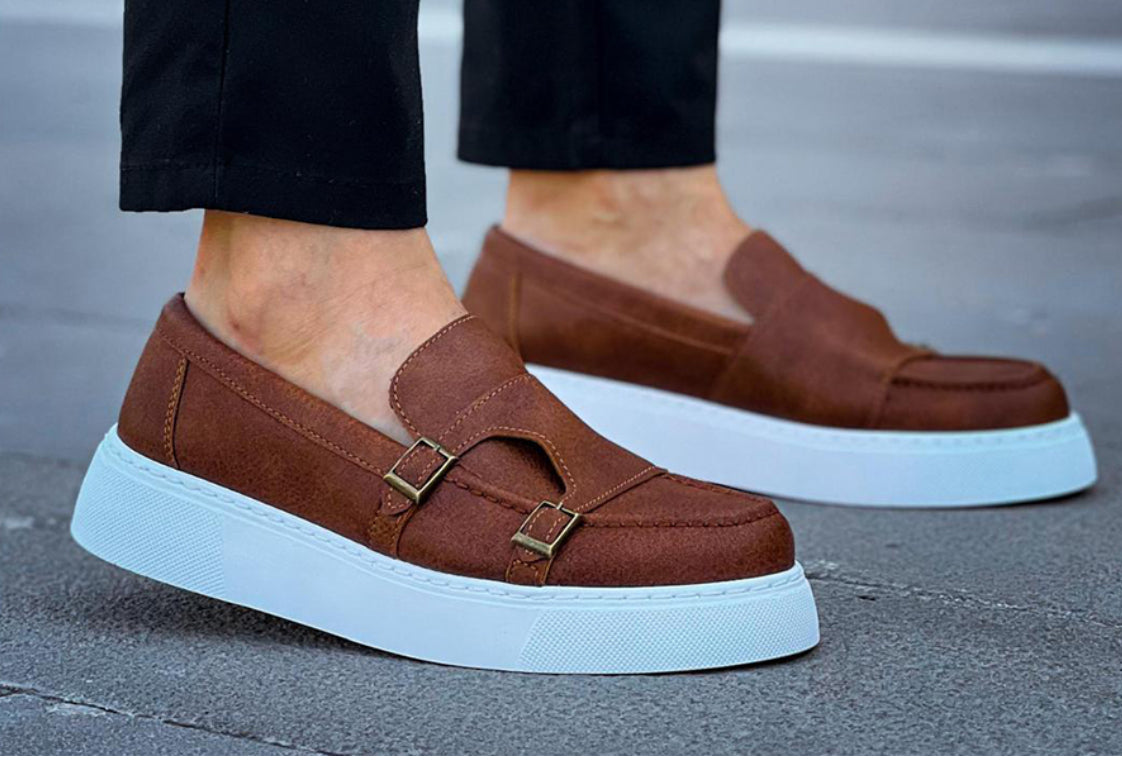 Chekich Brown Double Buckle
Platform Loafers