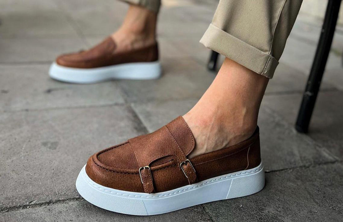 Chekich Brown Double Buckle
Platform Loafers